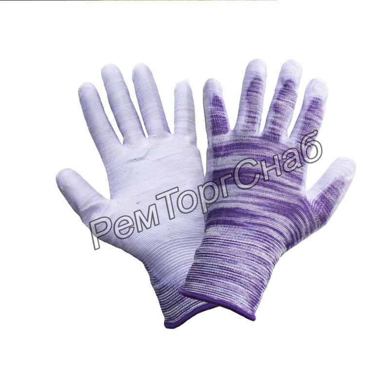 Перчатки нейлоновые с полиуретановым покрытием (разноцветные)