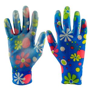 Перчатки нейлоновые с полиуретановым покрытием (цветочки)
