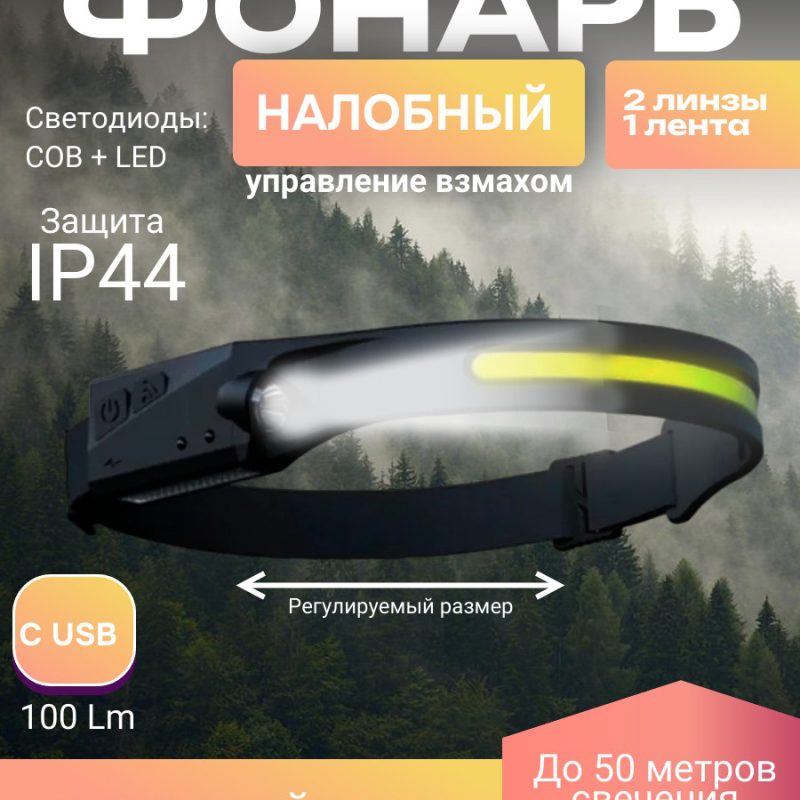 417-3 Налобный фонарь Induction headlamp c USB