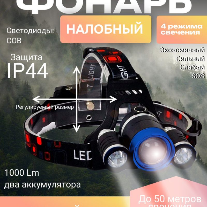 279-3 Налобный светодиодный  фонарик HIGH POWER HEADLAMP-XQ-190-3 /4 режима света