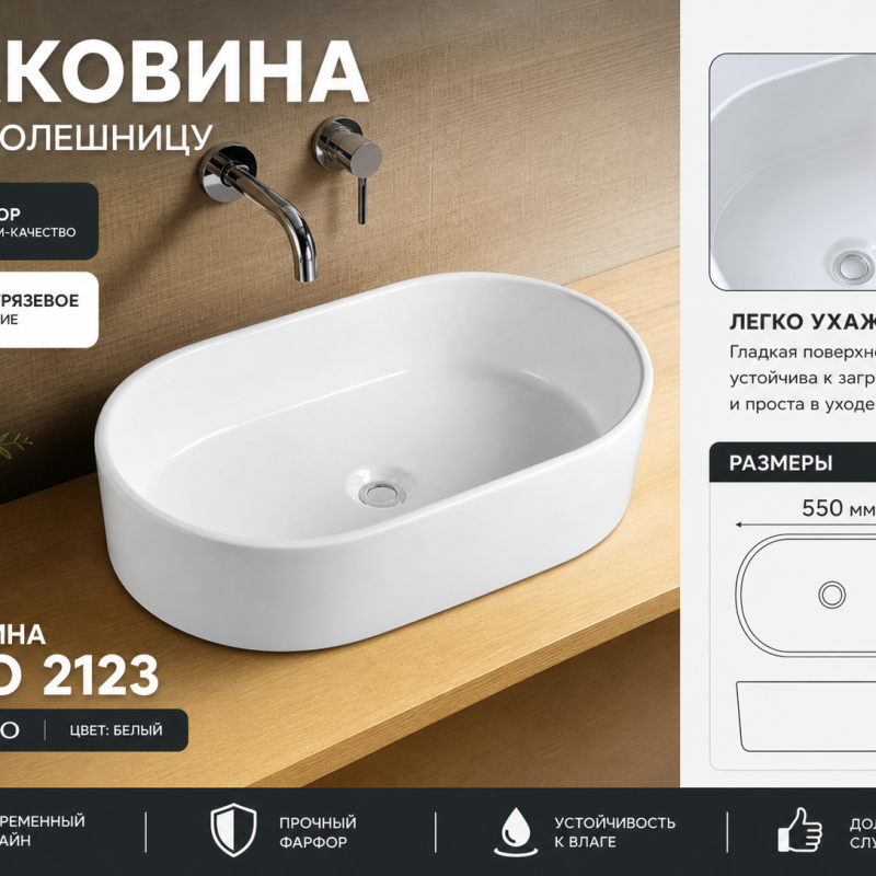 Раковина на столешницу Nilo 2123