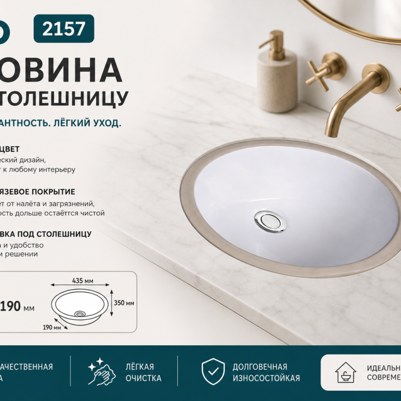 Раковина под столешницу Nilo 2157